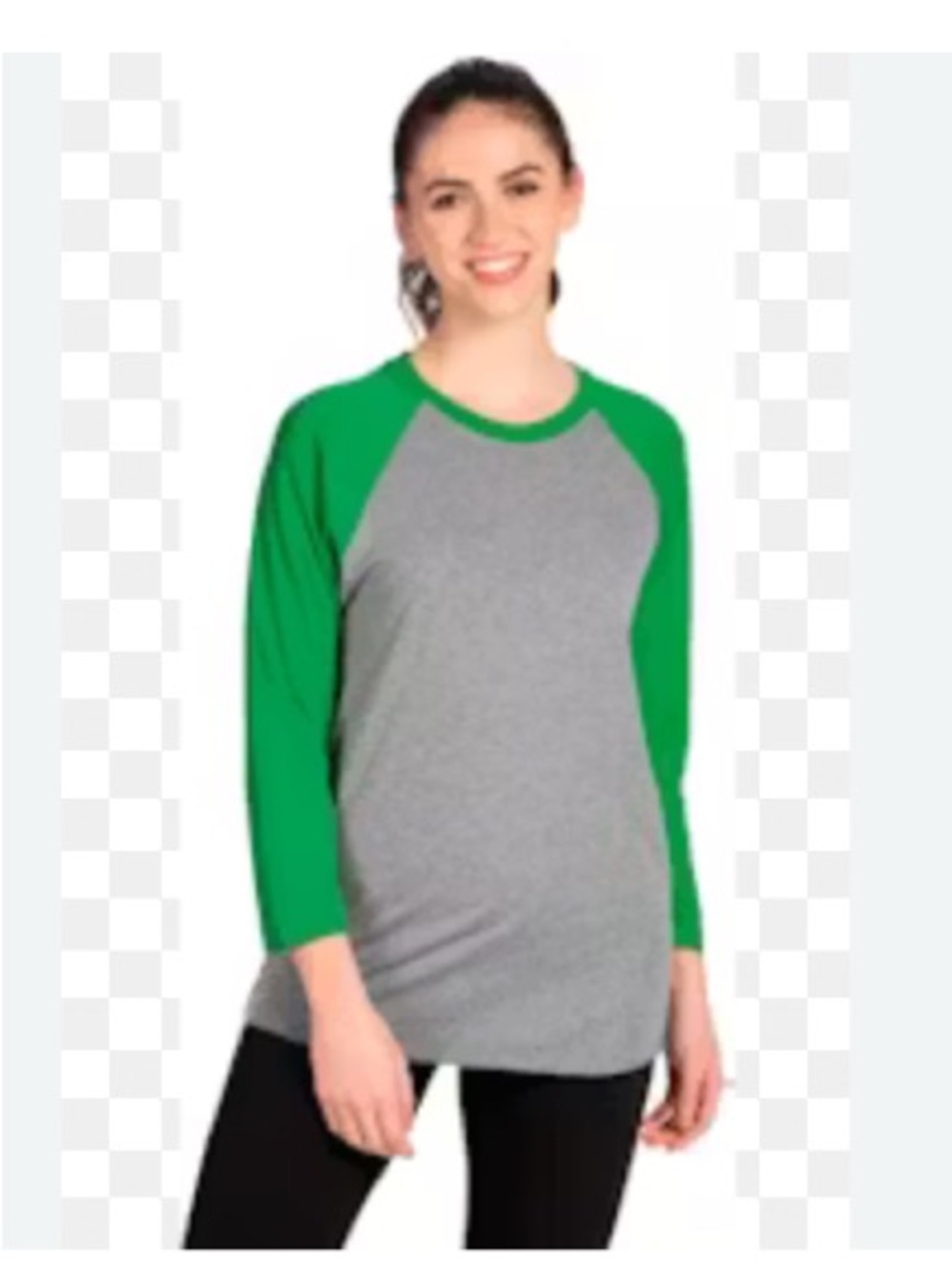 Gray & Green Raglan Sleeve Top